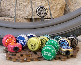 Beer bottle cap bicycle tire valve caps