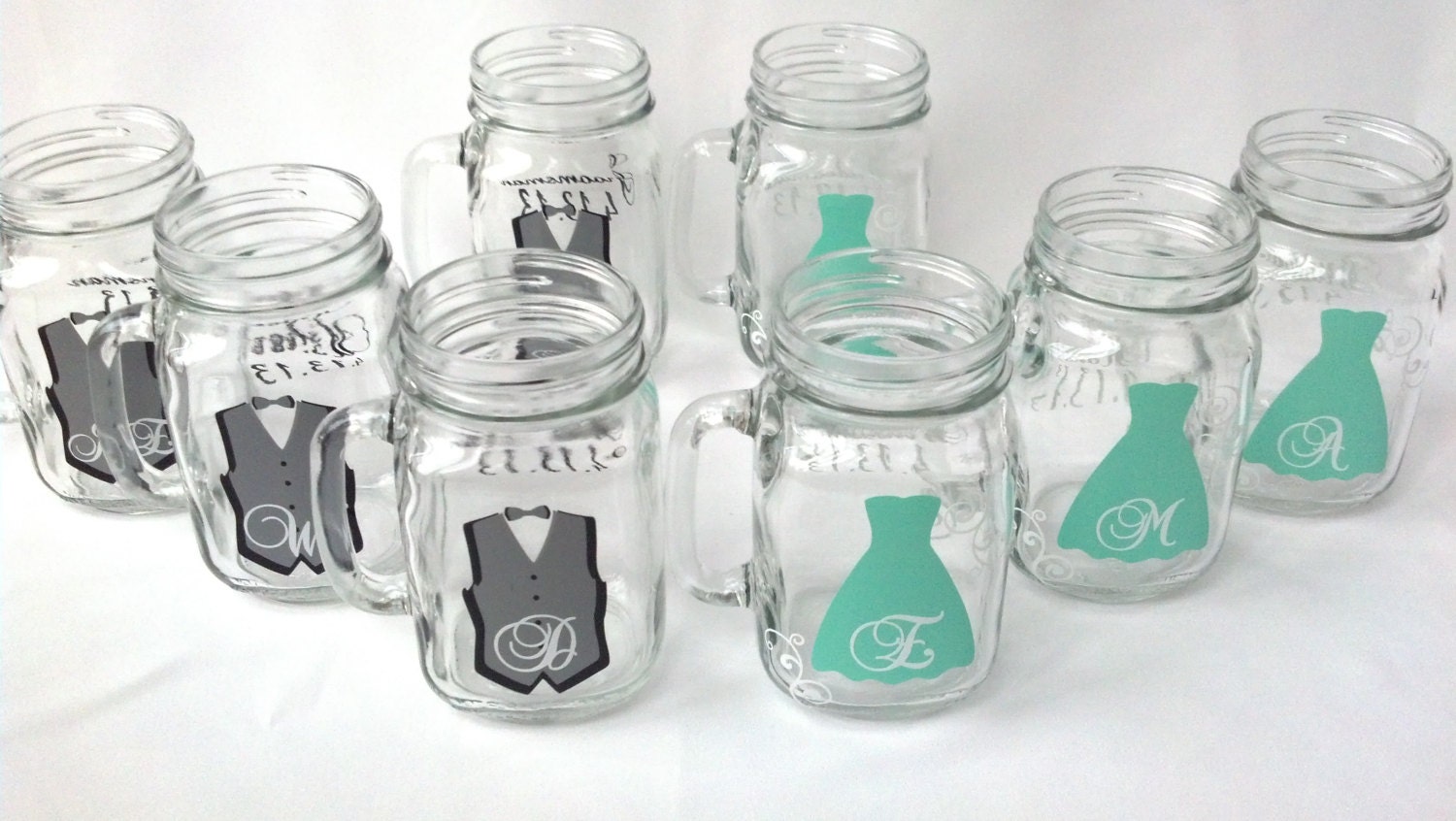 Mason Jar Groomsman glasses Bridesmaids glasses. Wedding