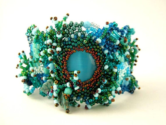 Beaded bracelet Beadwork bracelet Freeform peyote bracelet