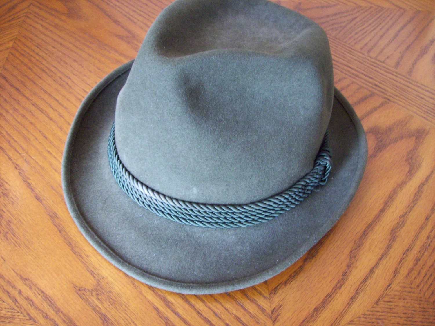 Vintage men's olive green fedora hunting hat Lembert 1861