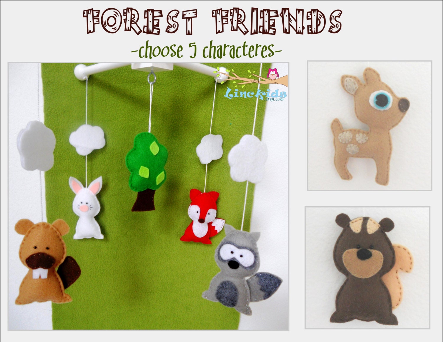 Baby Crib MobileWoodland Animals Crib MobileCustom Made