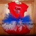 Adorable Patriotic Babys first fourth of July outfit with Coordinating boutique Bow 3 months