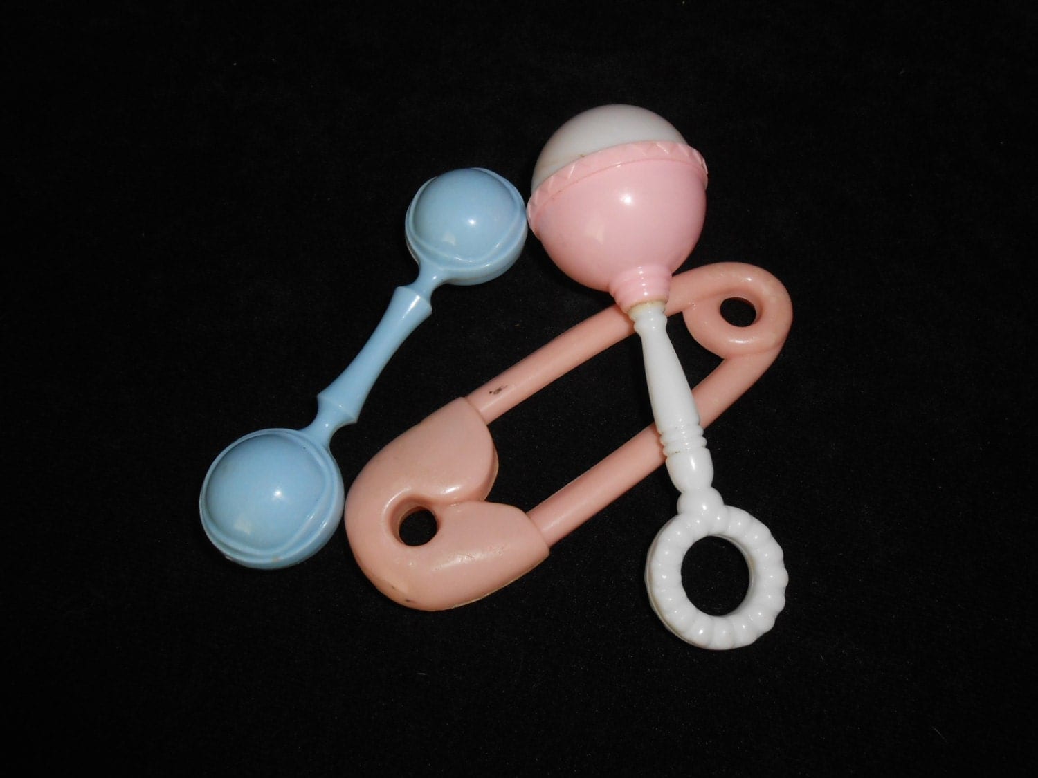 VINTAGE BABY RATTLES antique boy and girl baby rattles estate