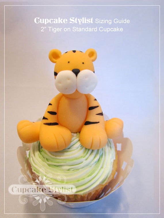 Items similar to 2inch Fondant Tiger Cake and Cupcake Topper by