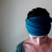 Peacock Blue Head Scarf - All in One Accessory - Hair Wrap, Headband - Ribbed Sweater Scarf