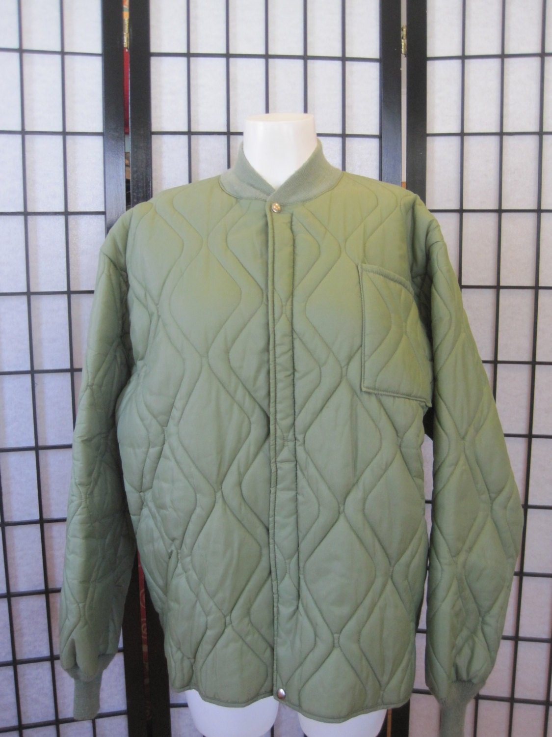 Vintage Duxbak Khaki Olive Green Quilted Jacket Hunting
