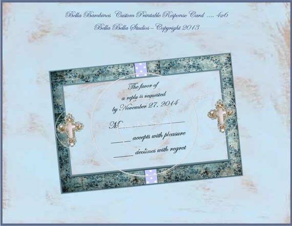 Bella Bambino Baby Boy PRINTABLE CUSTOMIZED RESPONSE Card - Announcement - Baptism - Christening by Bella Bella Studios Il_570xn