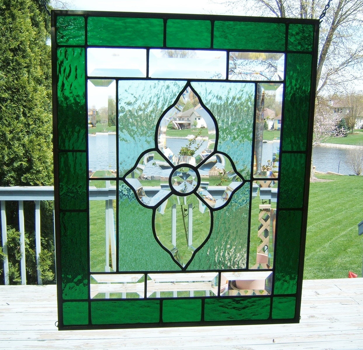 Victorian Bevel Cluster Stained Glass Panel Window By Sghovel 9411