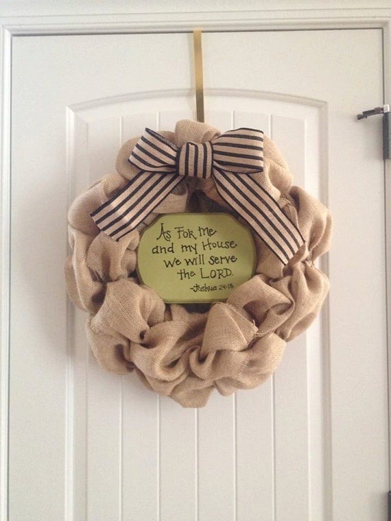 Items similar to Custom Burlap Wreath with Bible Verse or Saying on Etsy