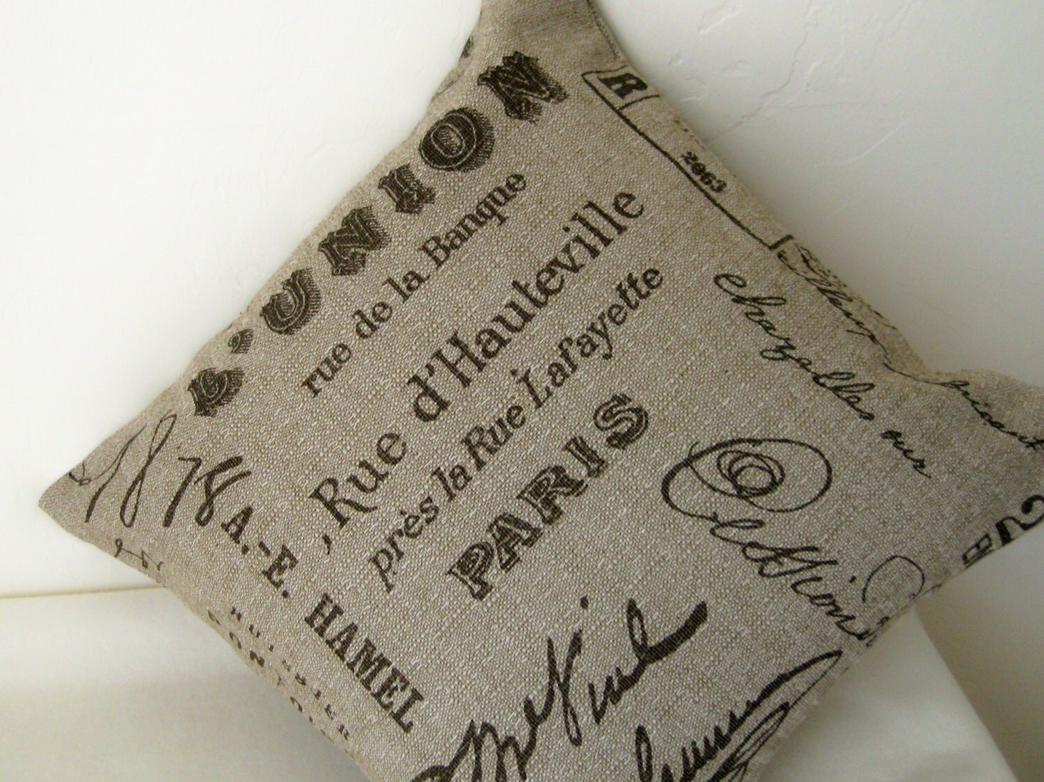 French Script 14 Throw Pillow Cover