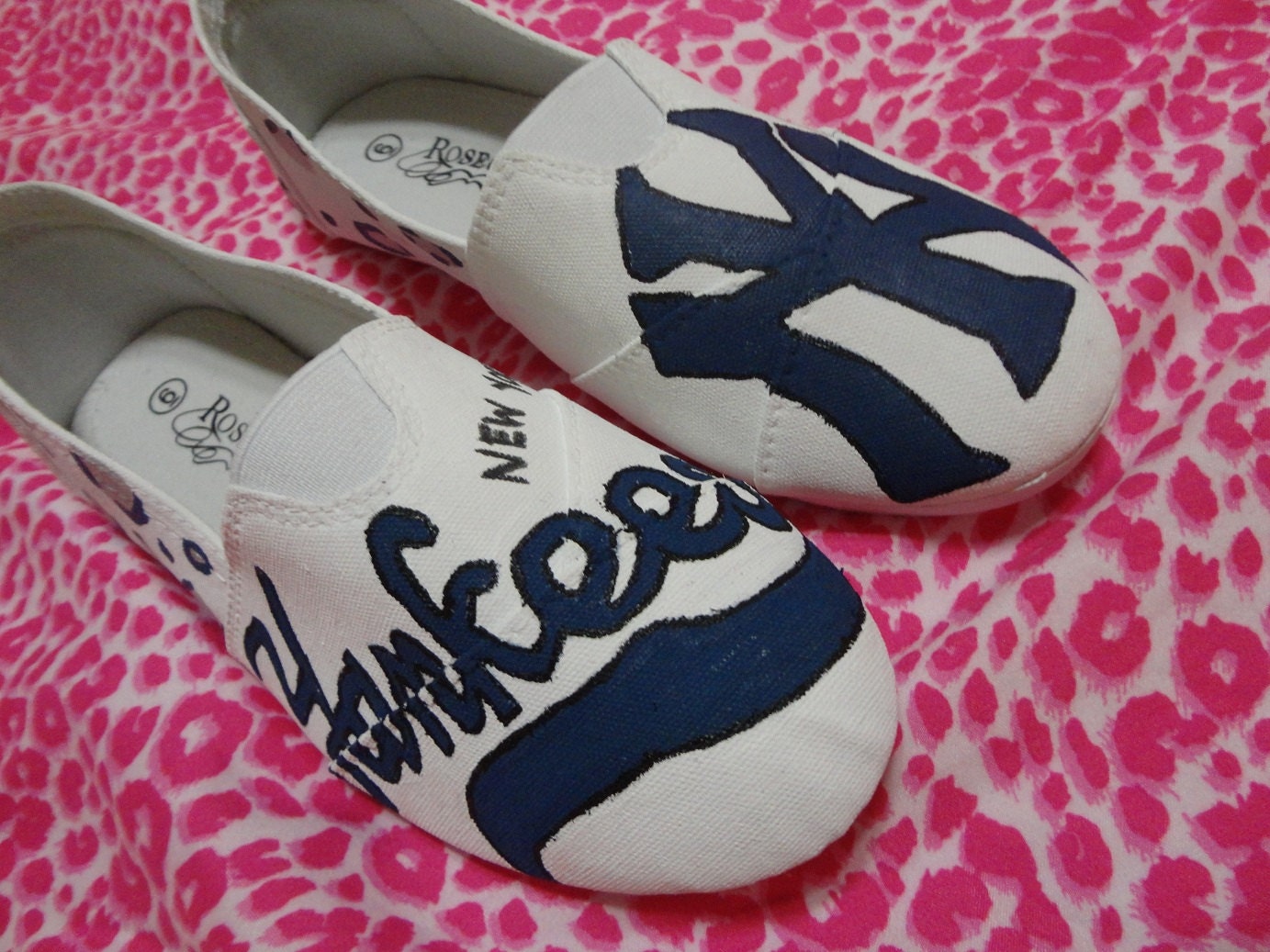 Handpainted MLB NY New York Yankees shoes Any size Like Toms