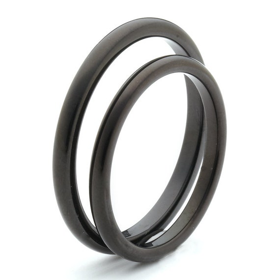 ... 2mm Black Tungsten Wedding Bands Promise Rings His and Hers Set