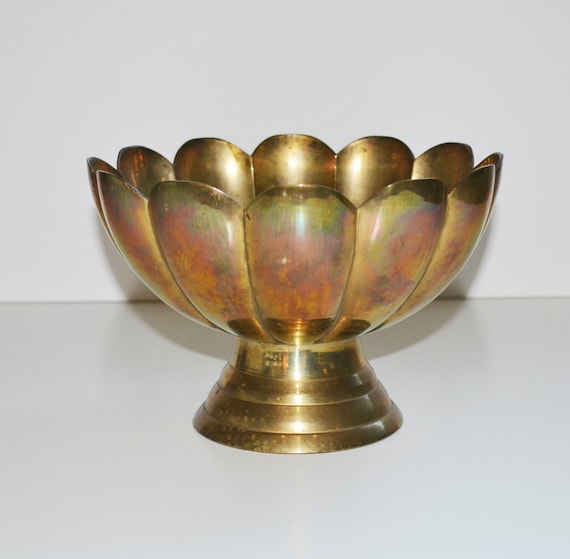 Vintage Brass Lotus Bowl Mid Century Modern Lotus Bowl