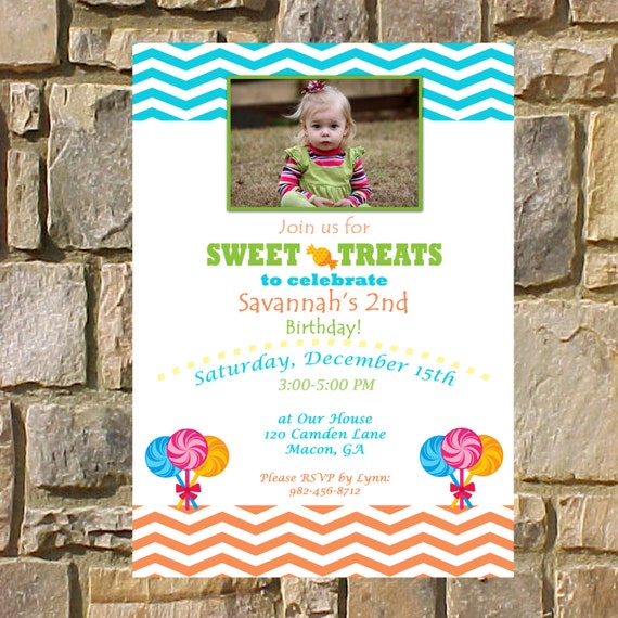 Printable Colorful Candy Land party invitation. Sweet Treats Brithday Invitation. Candy Party Birthday Invitation Il_570xn