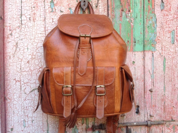 Rustic Leather Handmade Backpack