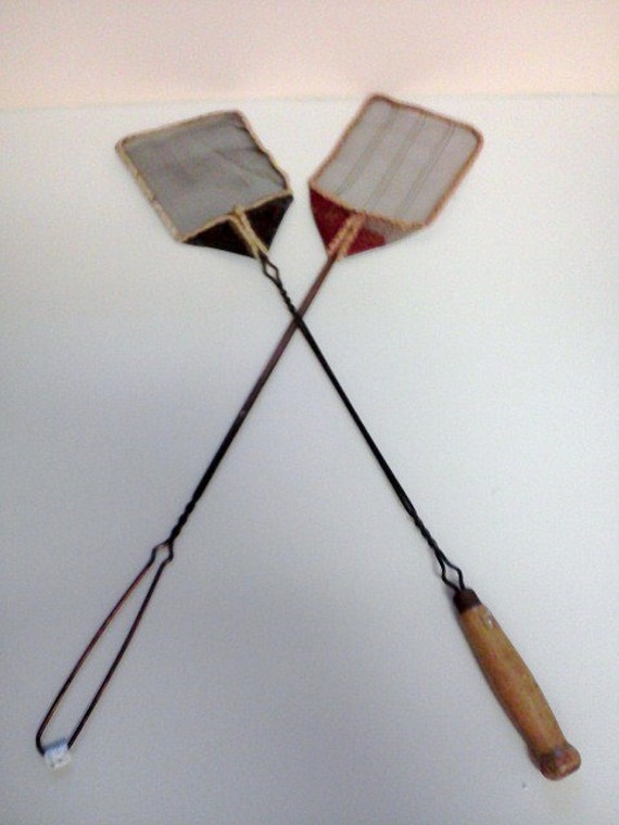 Vintage Fly Swatters Metal and Copper Wire Set of 2
