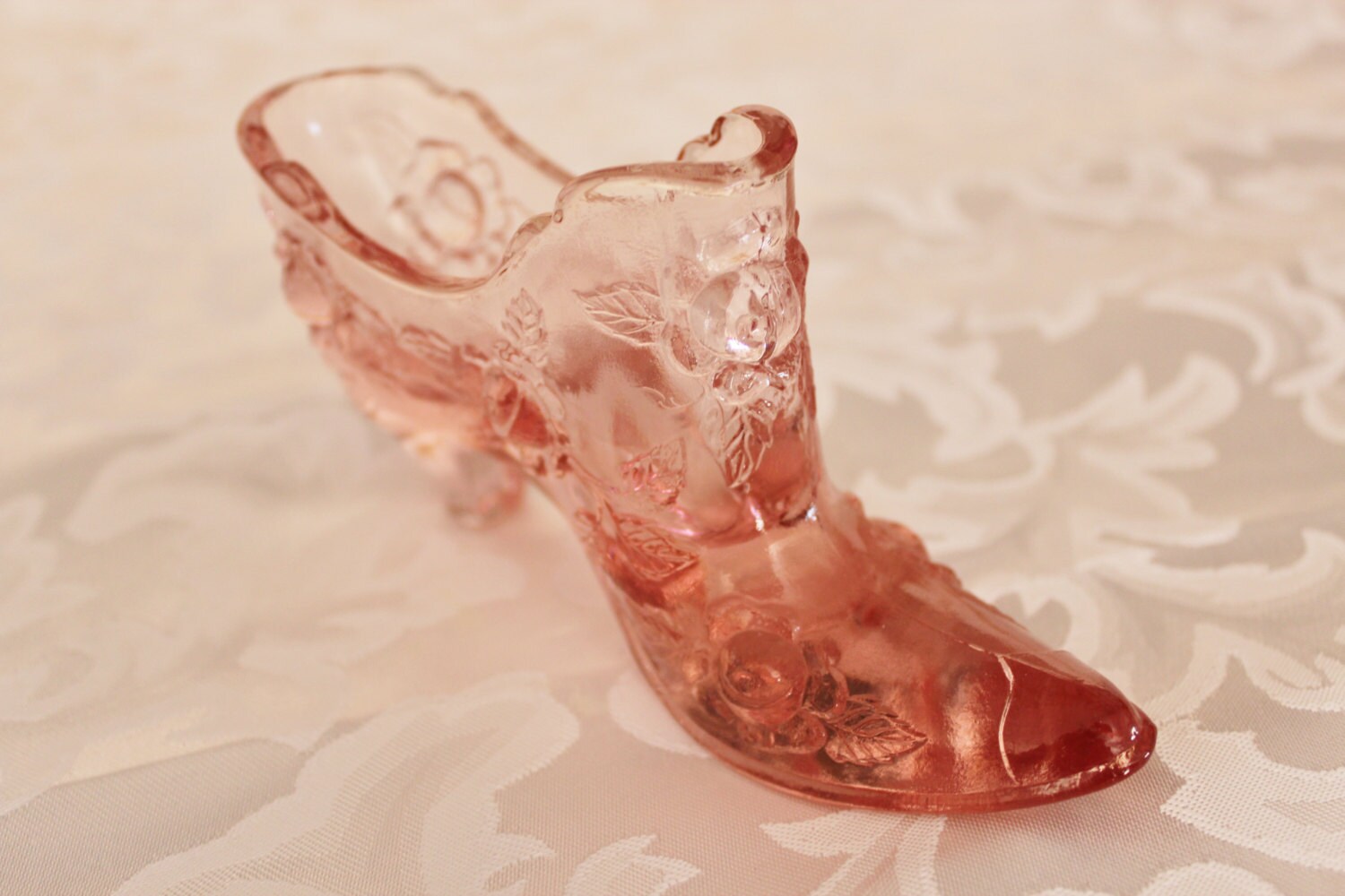Large Pink Glass Slipper Shoe