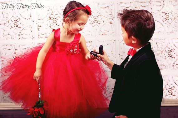 Red Flower Girl Dress