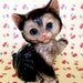Vintage Kitsch Blue Eyed Kitty Cat Saying Hello Figurine