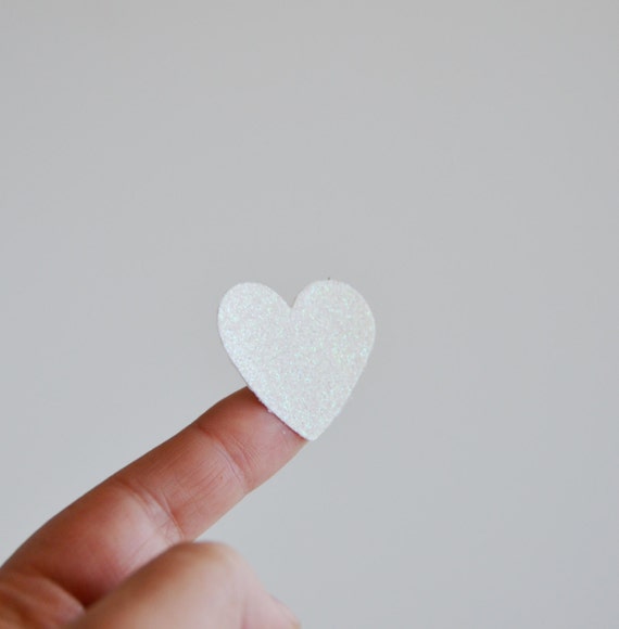 Items similar to white glitter large heart stickers (24 stickers) on Etsy