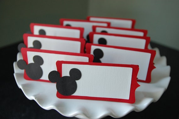 Mickey Mouse Food Labels, Place Cards, Mickey Mouse Party, Mickey Mouse Birthday, Mickey Mouse Theme, Mickey Mouse , 12 Pcs