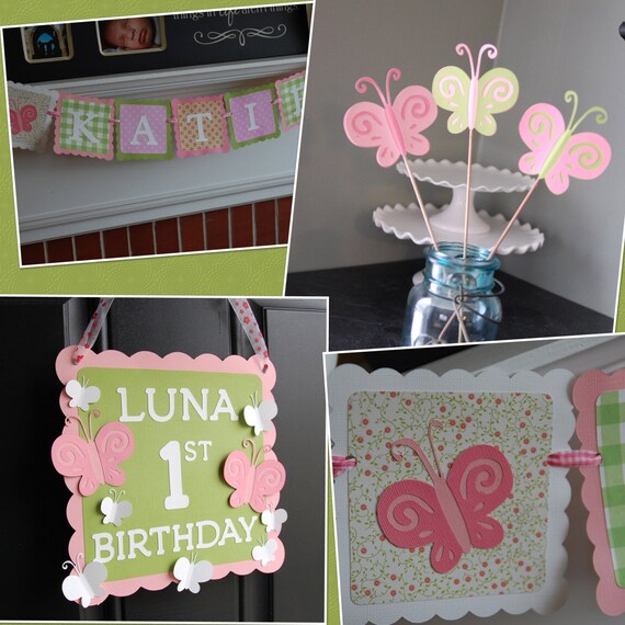 Butterfly Party Package, Butterfly Birthday Decorations, Name Banner