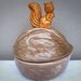 Squirrel Nut Dish - Brown Squirrel on a Walnut Storage Dish - Cookie Jar - Nut Dish - Jewelry Box - Fall Décor - Autumn