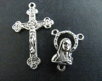 One Pair of Ornate Rosary Crucifix and Rosary Center