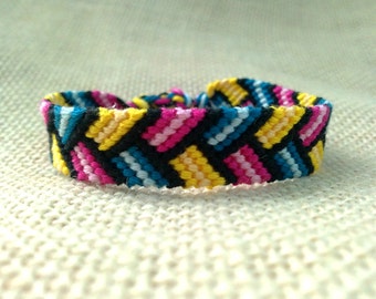 Friendship Bracelet Black Blue Green Red and Yellow