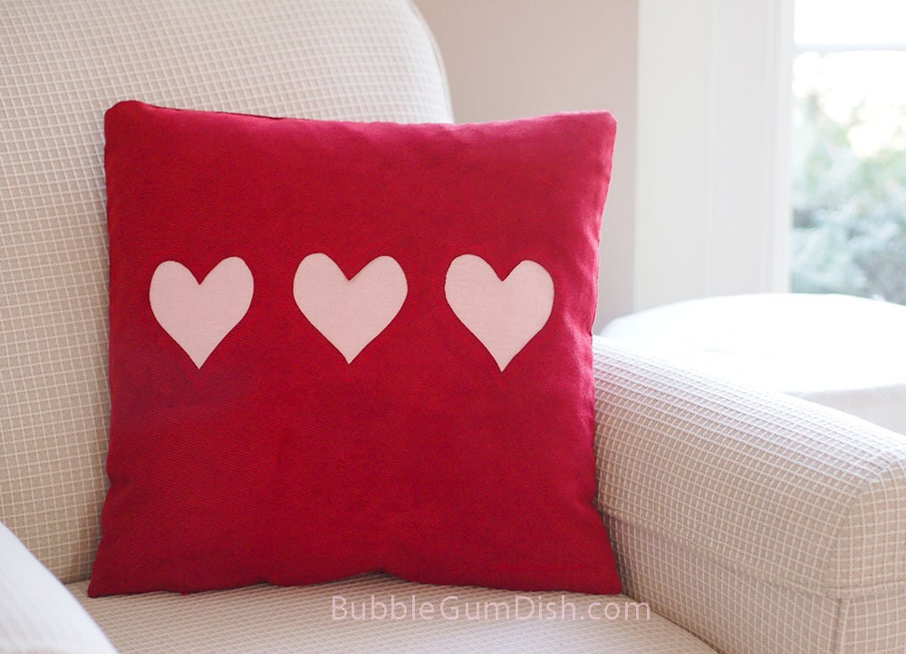 Red Hearts Trio Valentine Pillow Cover Cute Valentines Day