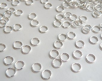 50 Jump Rings round shiny silver plated brass 6mm 20 gauge A4935FN