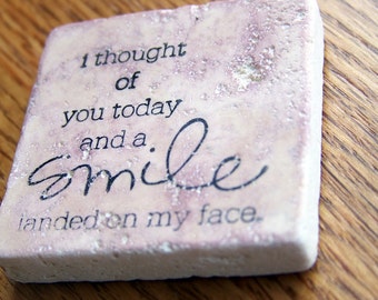 magnet, natural stone, tumbled tile - inspirational quote - thoughts of you