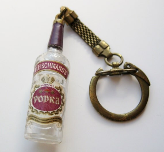 Vintage Keychain Miniature Bottle Fleischmann's Vodka