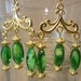 Gold Flourish & Peridot Aqua Glass Chandelier Earrings