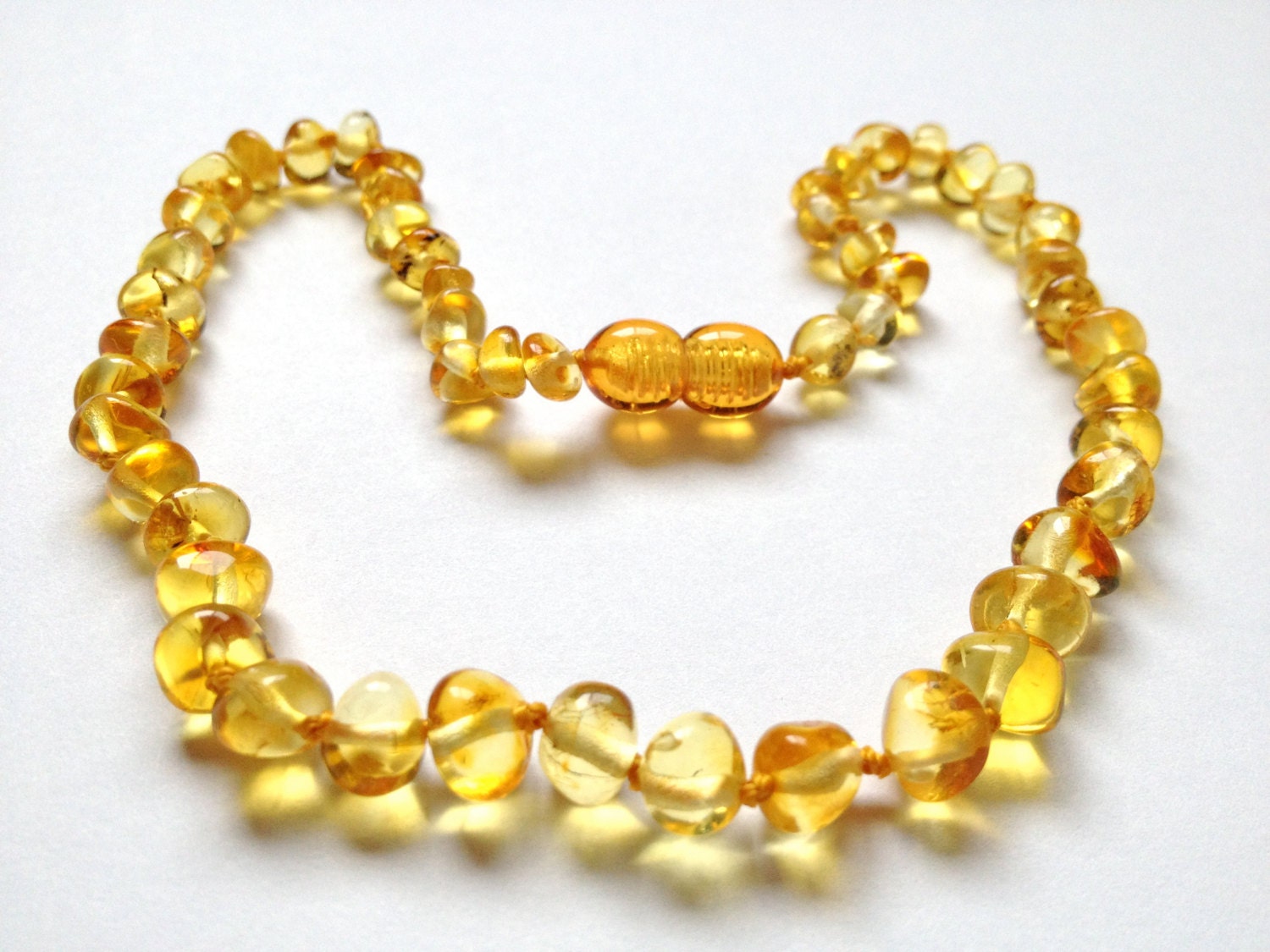 GENUINE Baltic Amber Baby Teething Necklace Lemon colored