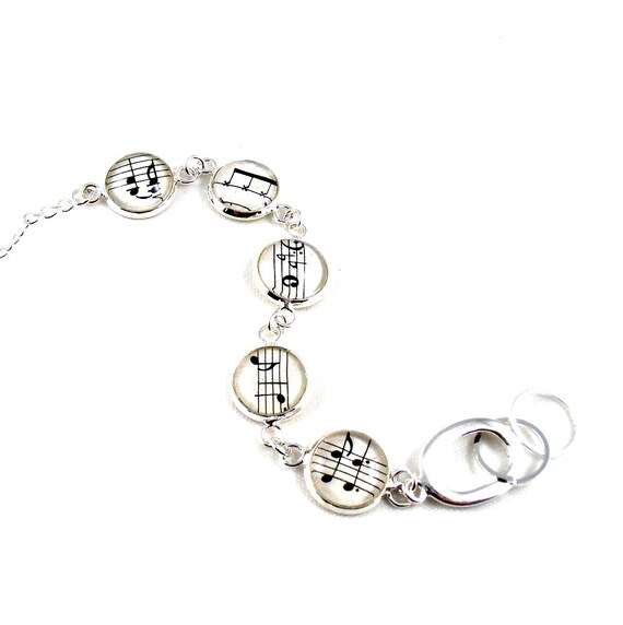Items similar to Music Charm Bracelet, Recycled Sheet Music Art