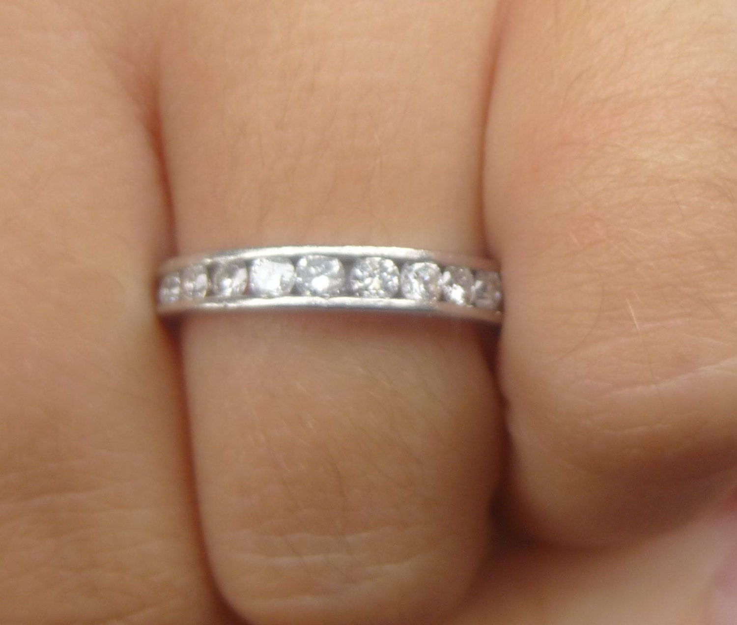HEAVY half carat PLATINUM wedding band diamond band 3.1mm wide
