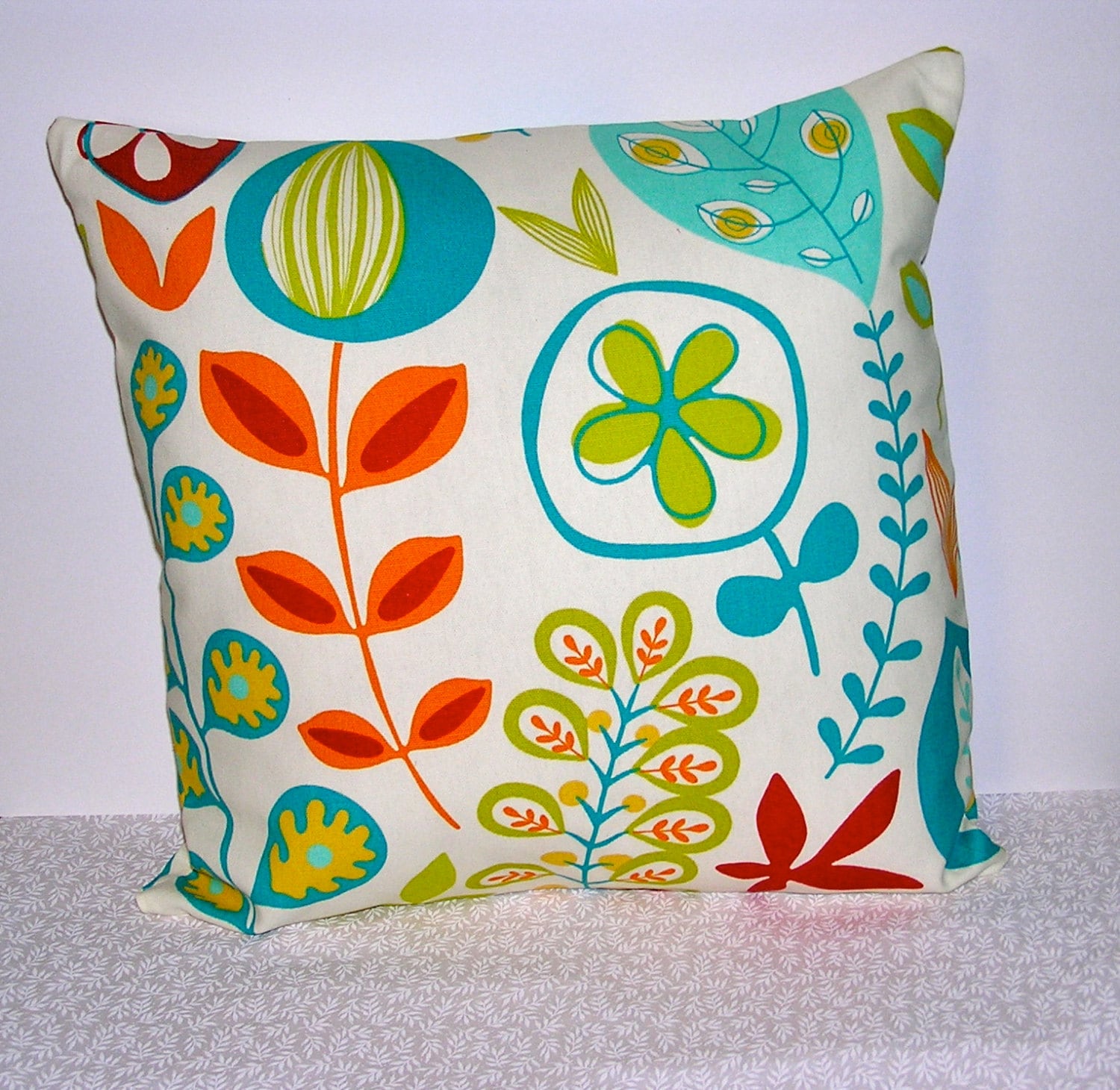 Green Orange turquoise Decorative Pillow Cover 16 Throw