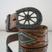Vintage Hand-tooled Leather Belt with Turquoise Detailing