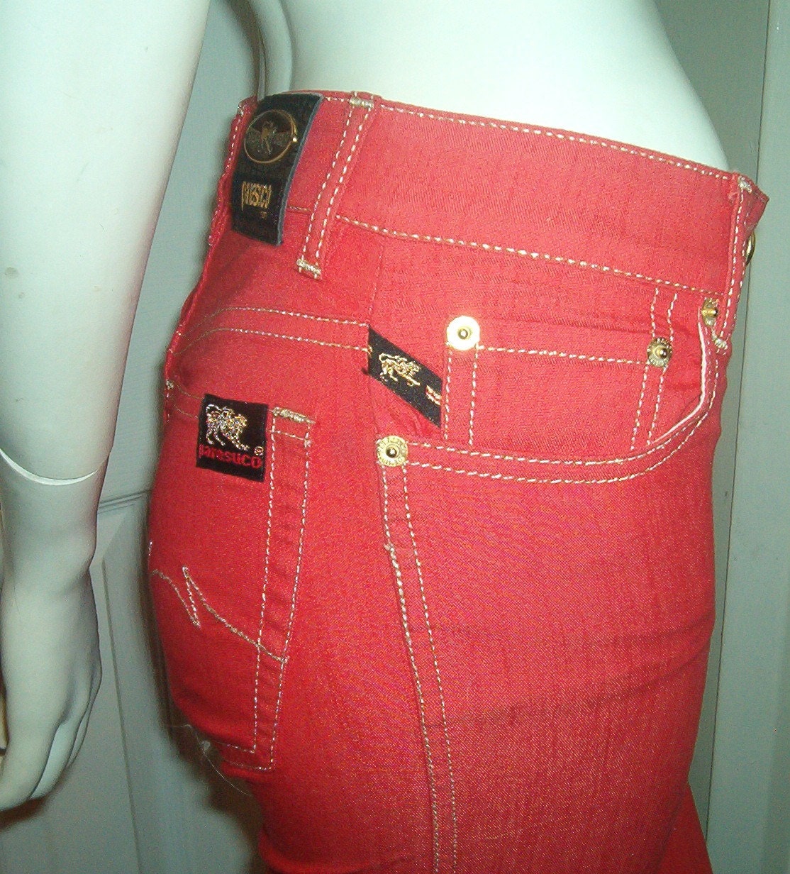 PARASUCO STRETCH JEANS Red Extreme Fit Size 0 Size 2 Vintage   Il Fullxfull.440698364 20fv 