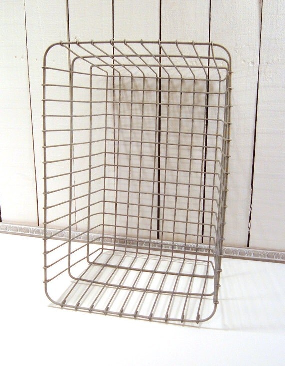 Large Wire Basket Laundry Basket Warehouse Bin Vintage