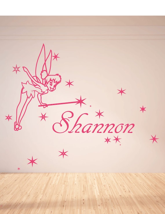 Items similar to Large personalised tinkerbell wall decal, mural, wall stickers. on Etsy