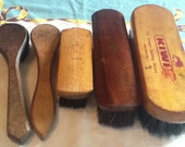 Set of 5 Vintage Horsehair Shoe Brushes