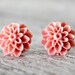Post earrings - stud earrings - chrysanthemum earrings - peachy pink earrings - flower earrings - salmon earrings - bridesmaid earrings
