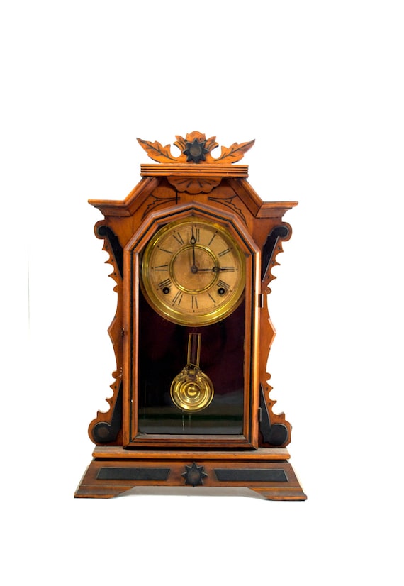 Items Similar To Antique Mantel Clock Wooden Vintage E Ingraham Co ...