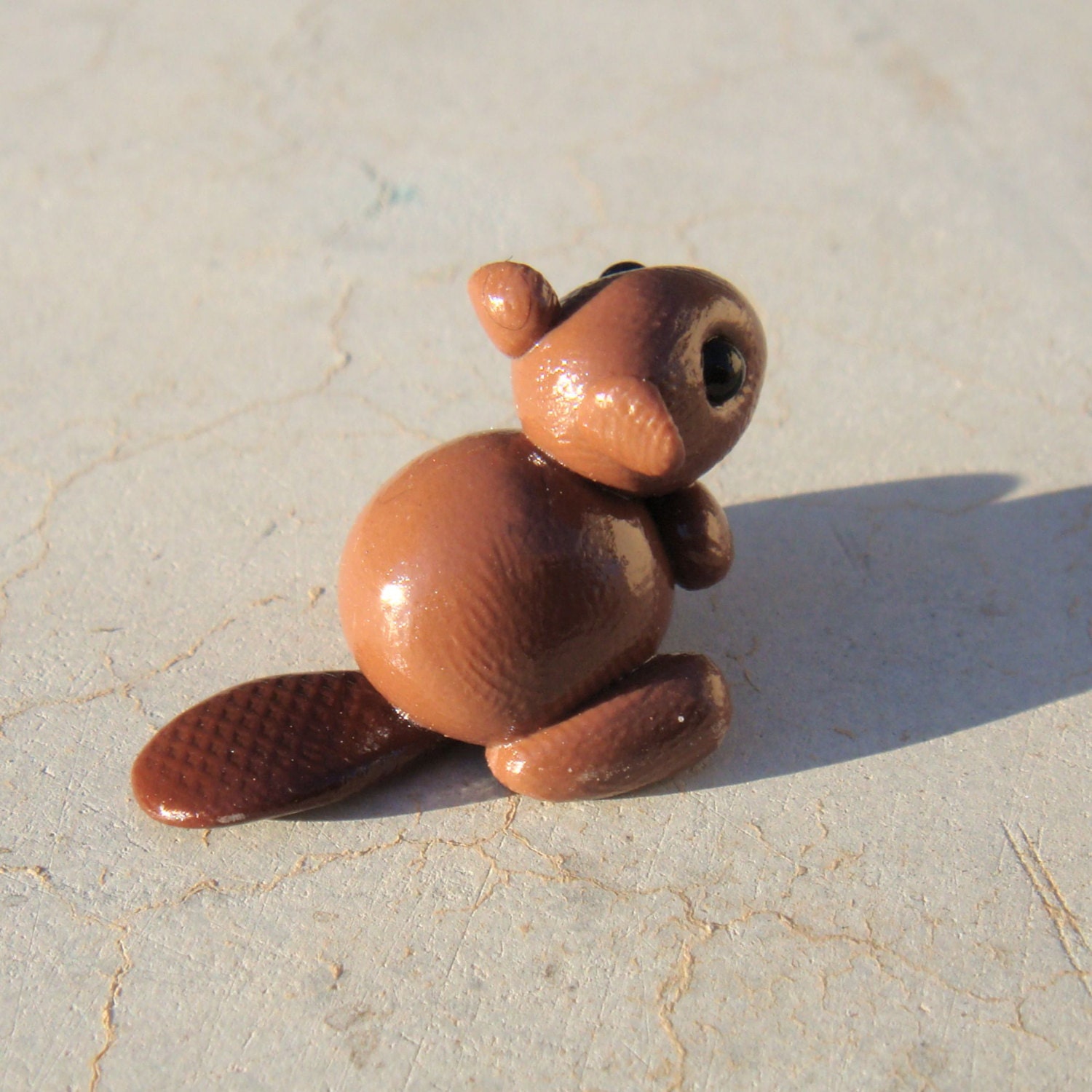 Tiny Clay Beaver Polymer Clay Brown