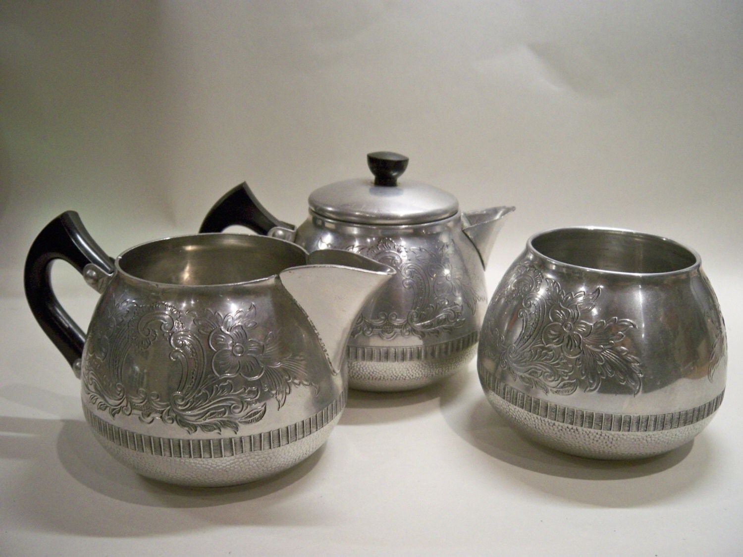Vintage Tea Set Swan Brand Stainless Steel by PrattsPatch on Etsy