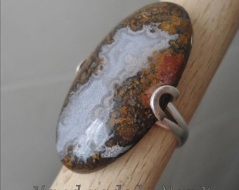 Sterling Silver Crazy Agate Ring - Unique Stone ring