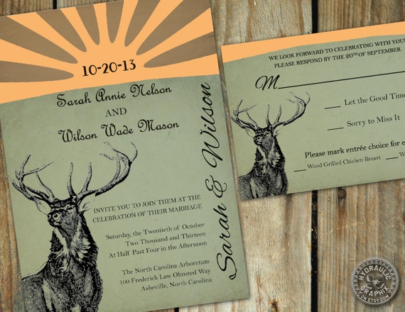 Printable Outdoorsman Wedding Invitation, Deer hunting Invitation, Deer ...