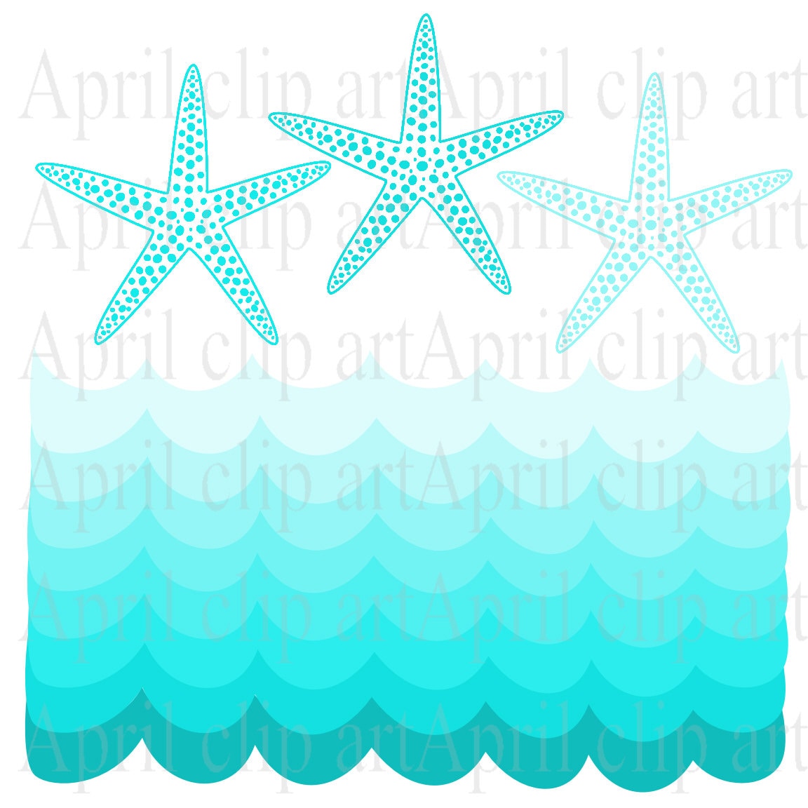 Ocean Waves Sea waves Starfish Digital Clip Art by ...
